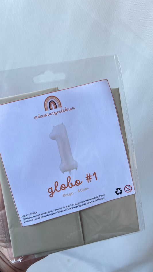 Globo Número 1 Beige Mate para Primer Añito