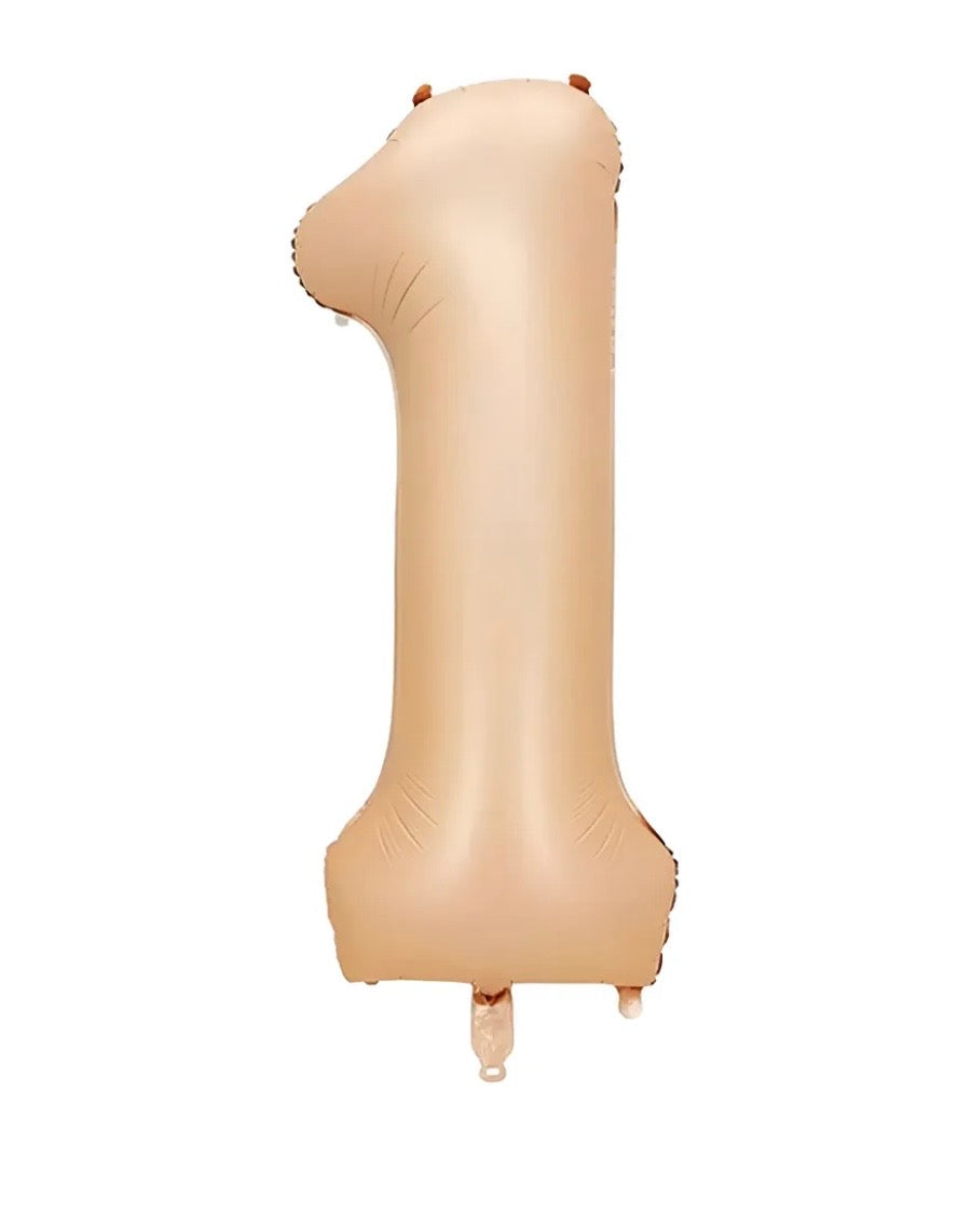 Globo Número 1 Oro Rosa Mate para Primer Añito