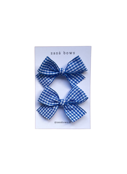 Lazos cuadrillé Azul | Par de pinches