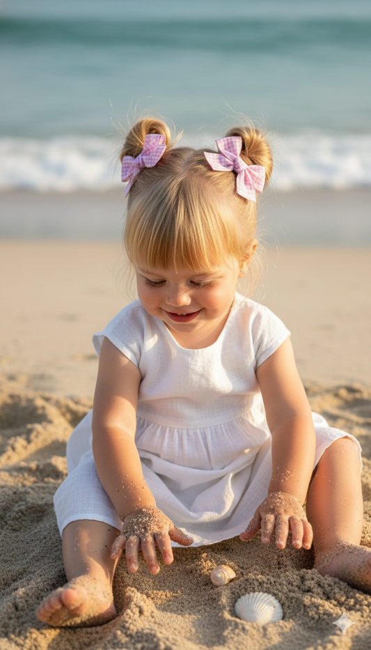 Lazos Cuadrillé Rosado Par para Niña