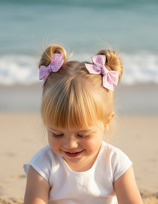 Lazos Cuadrillé Rosado Par para Niña