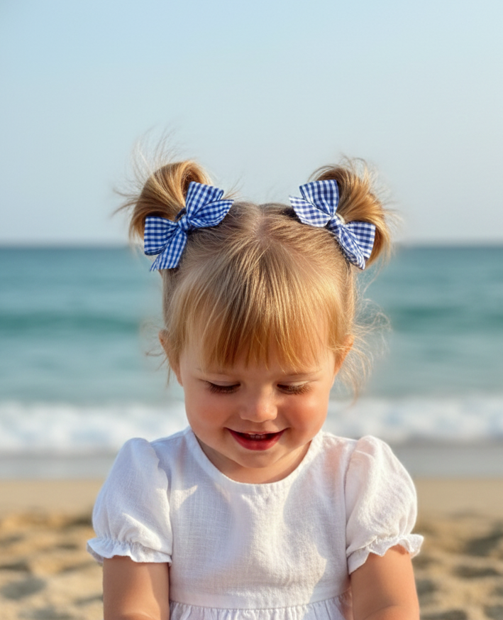 Lazos cuadrillé Azul | Par de pinches