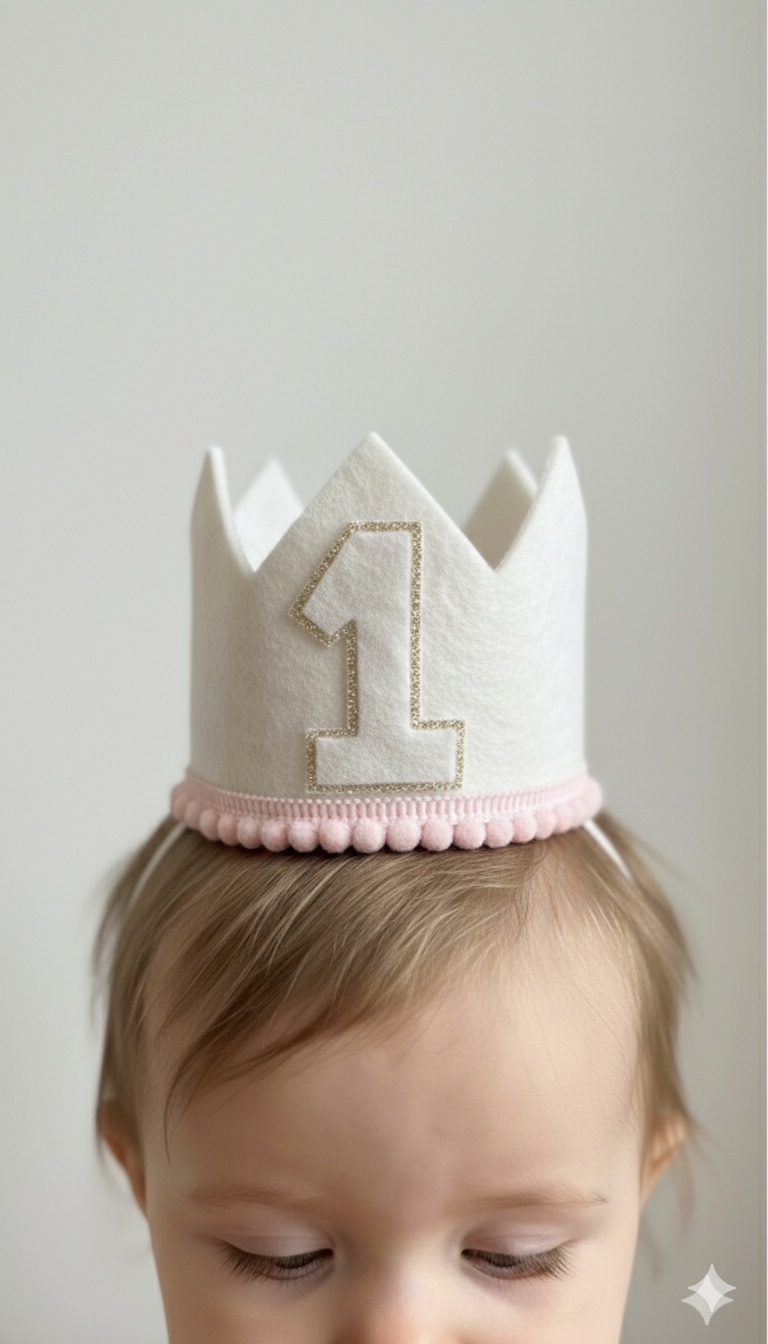 Corona de tela artesanal para primer cumpleaños de bebé, estilo boho minimalista, accesorio para sesión de fotos de Sasa