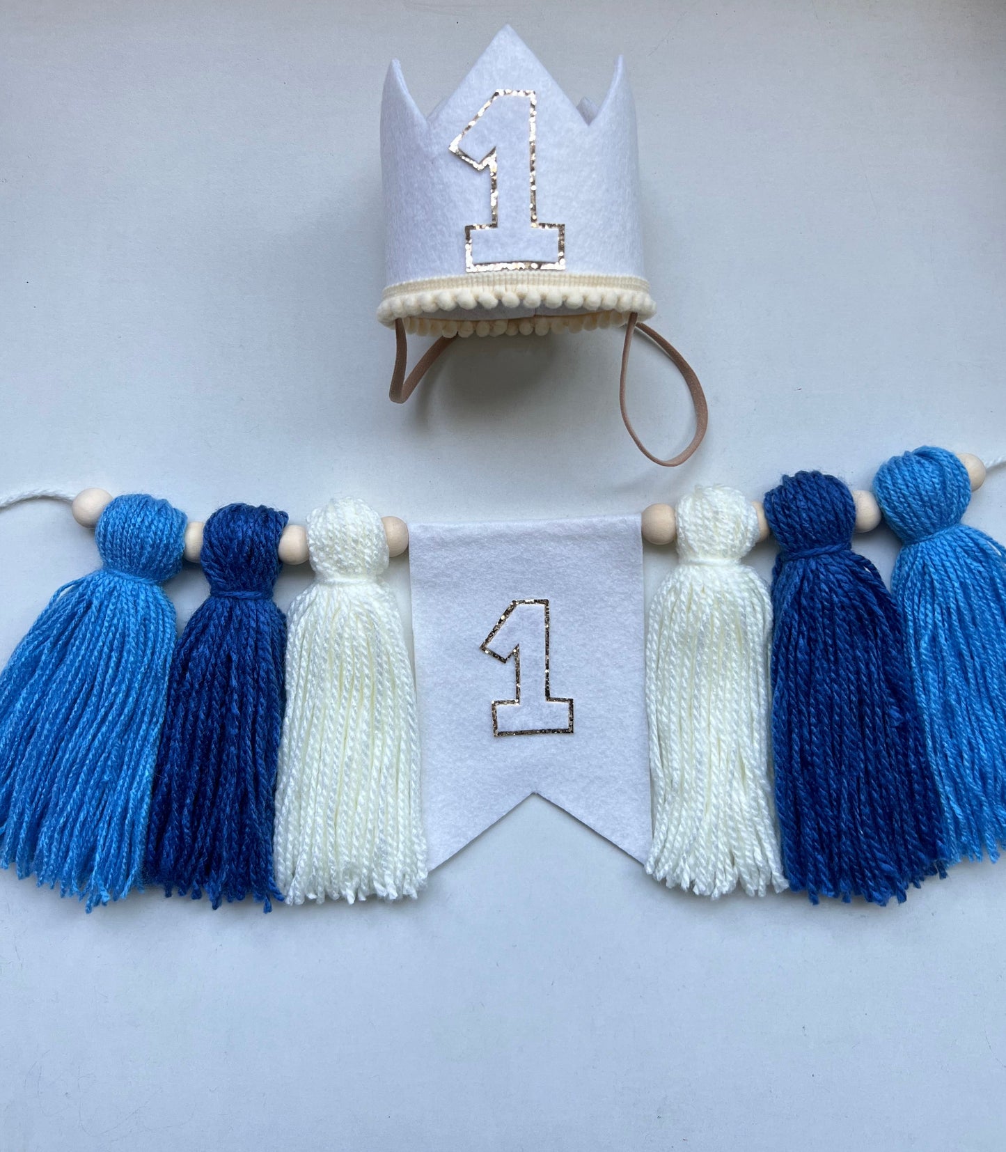 Decoración primer año bebé estilo boho minimalista, género neutro kit para silla de comer color azul de Decorarycelebrar by Sasa